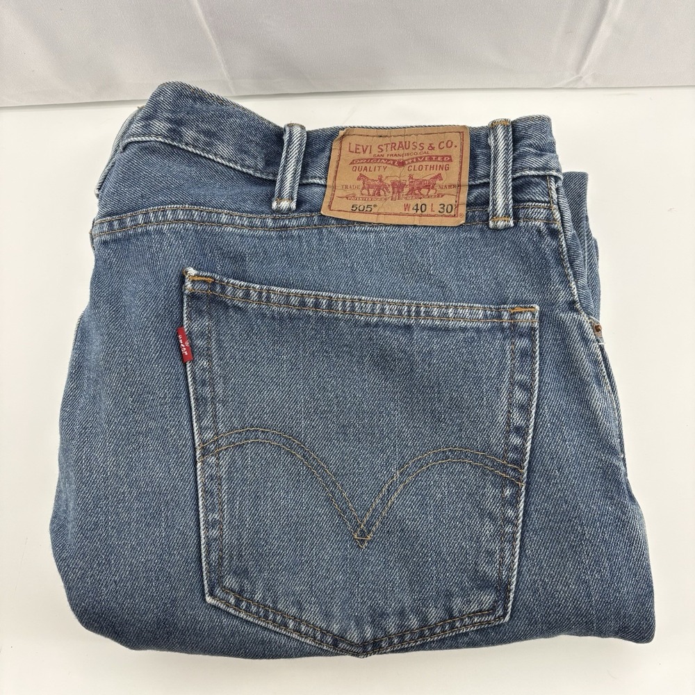 Levi's Jeans 505 Men's 40x30 Regular Fit Straight Leg Blue Medium Wash